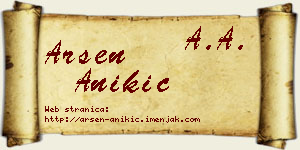 Arsen Anikić vizit kartica